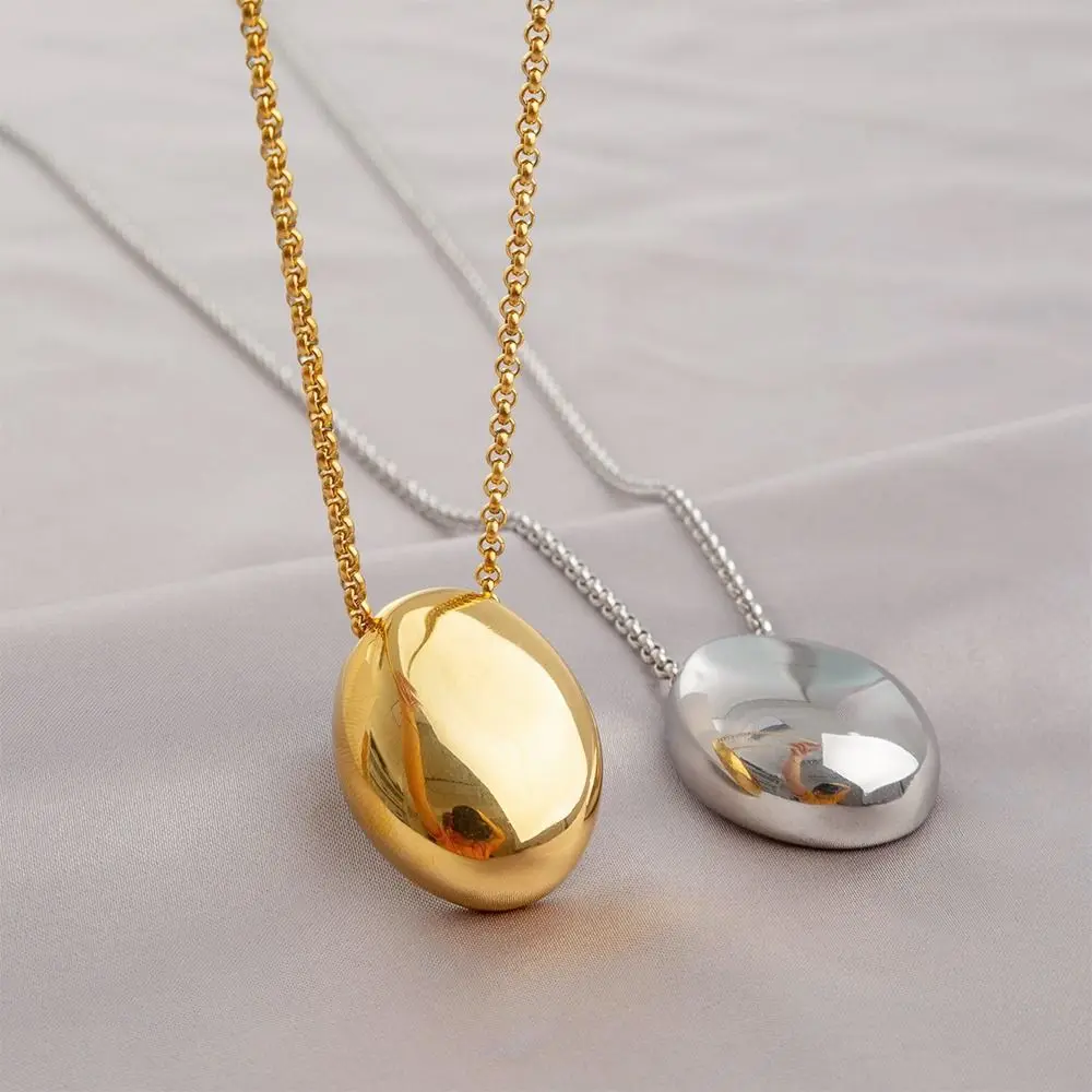 Elegant Oval Pendant Sweater Chain Brushed Metal Thin Chain Clothing Pendant Long Charm Jewelry Gift Women Gifts