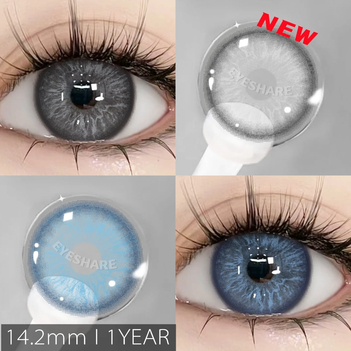 EYESHARE New Colored Contacts Lenses for Eyes 2Pcs Blue Colorful Beautiful Pupil Green Color Lenses Yearly Brown Contact 14.2mm