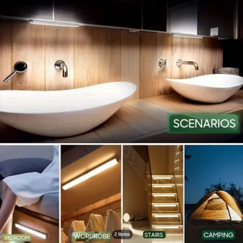 Wireless Motion Activated Backlit LED Night Light Rechargeable Energy Saving Lamp for Stairway Wardrobe Bedroom