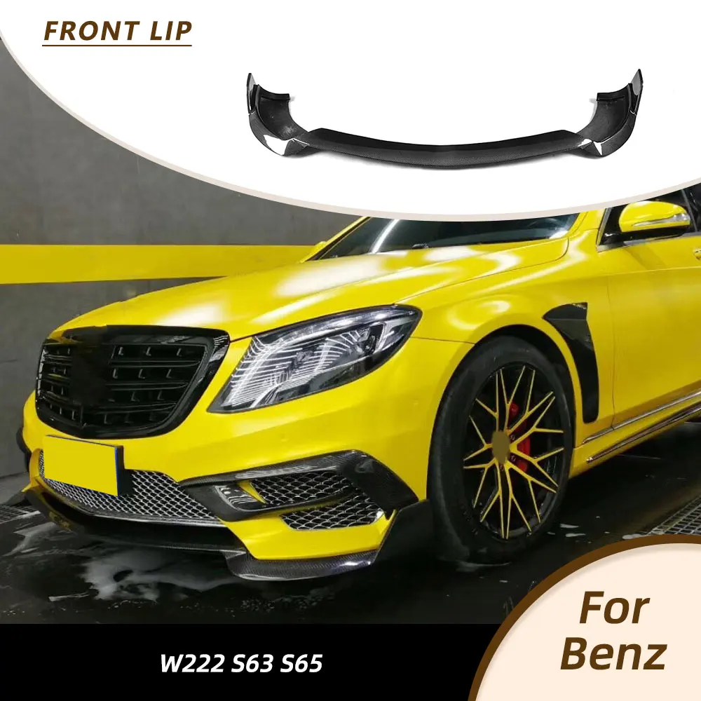 Car Front Bumper Lip for Mercedes Benz S Class W222 S63 S65 2014-2017 Front Lip Chin Protector Splitters Guards Carbon Fiber