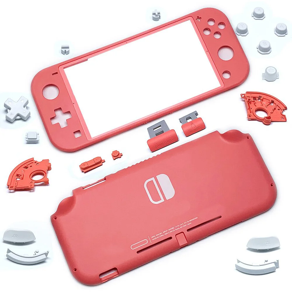 

Replacement Plastic Shell Housing Case & Buttons for Nintendo Switch Lite Console Front Back Faceplate Cover - Coral