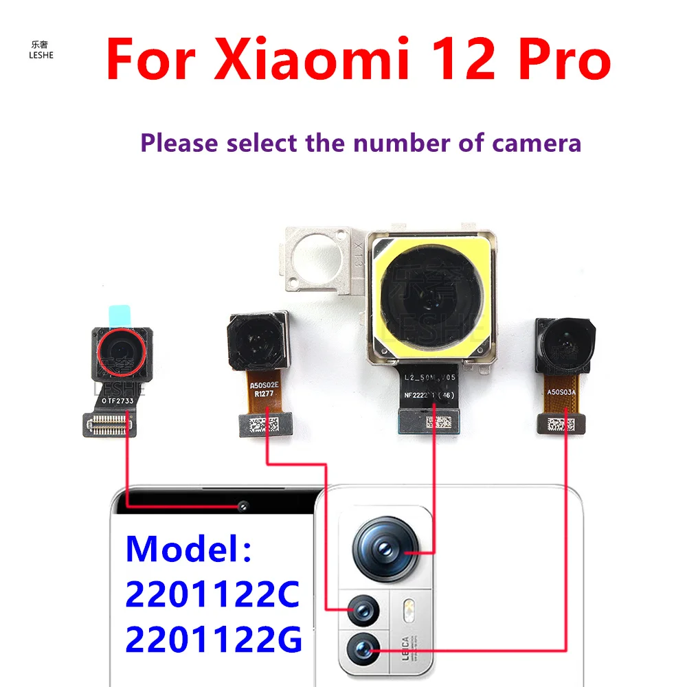

Передняя задняя камера для Xiaomi 12 Pro, передняя фронтальная камера для селфи, модуль задней камеры, запасные части для смартфона 2201122G