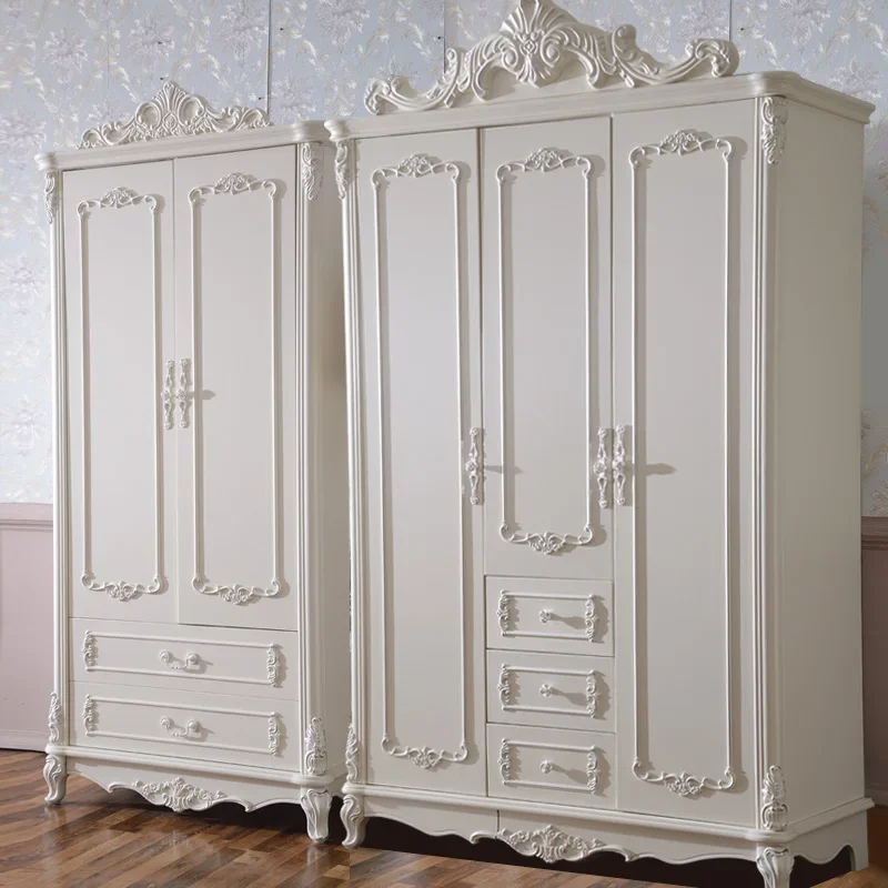 Nordic Wardrobe, Aesthetic Handle Design, Antique Large Storage Style, White Armario Armable De Ropa Furniture For Girls Bedroom