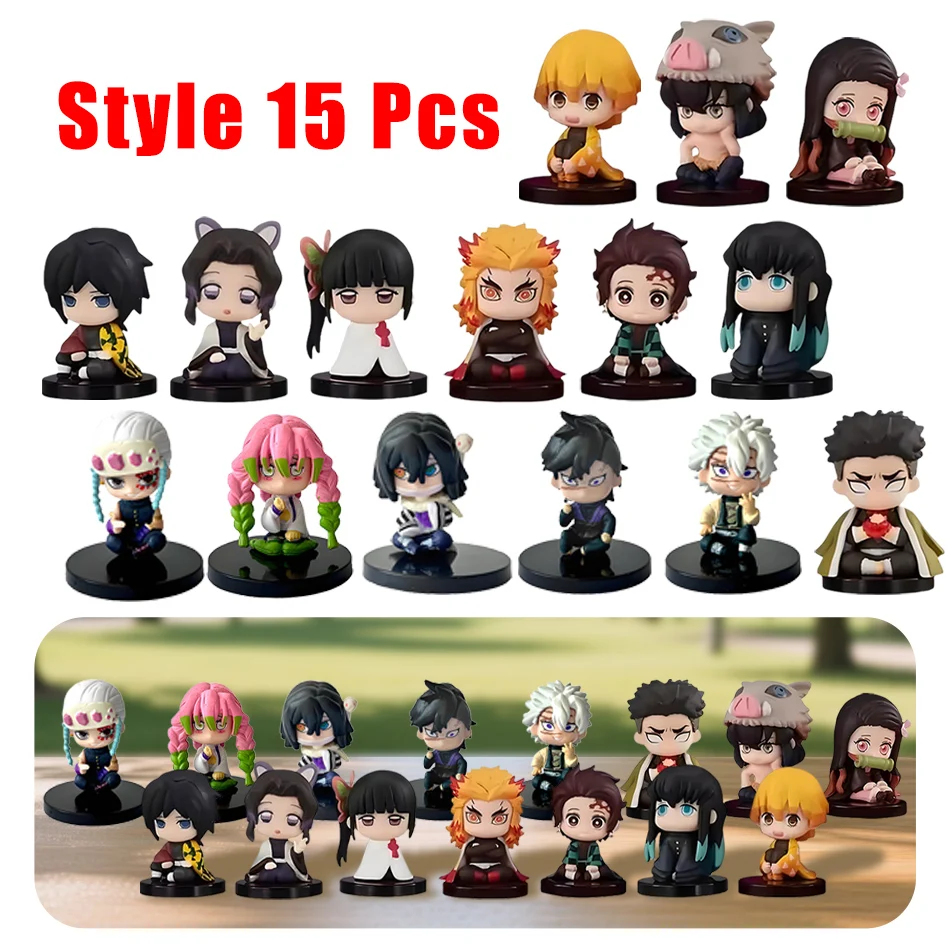 Dämonentöter Figur und Y Anime Dämonentöter: Kimetsu no Yaiba Q Version Shichiching Tanjiro Nidouzi Inosuke Zenizu PVD Figur Modell Puppe Technique fts