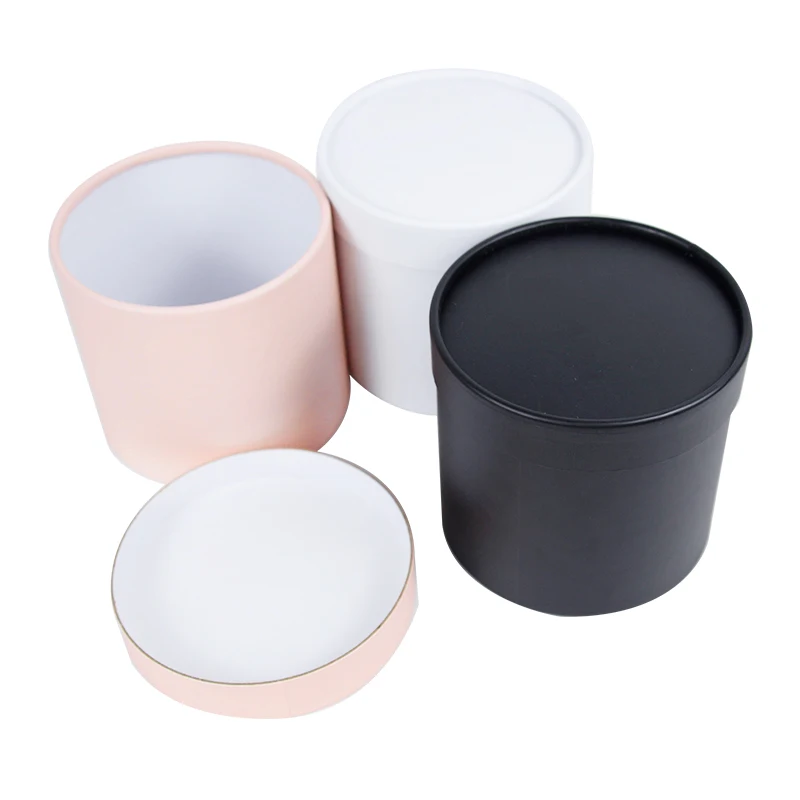 1Pc Black White Pink Round Flower Packaging Cardboard Box Florist Wrapping Hug Bucket Valentine\'s Day Birthday Wedding Gift Case
