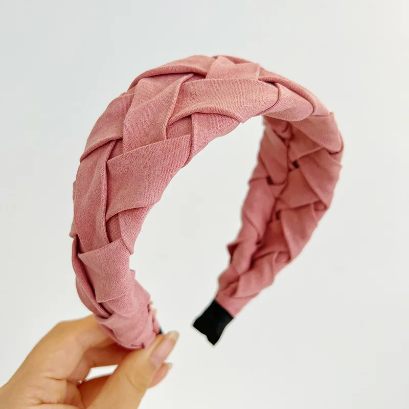 Canvas Cotton Blends Crossed Weave Hair Accessories Wide Headband For Women Handmade Knitted Organic Cotton Headwrap Headdress