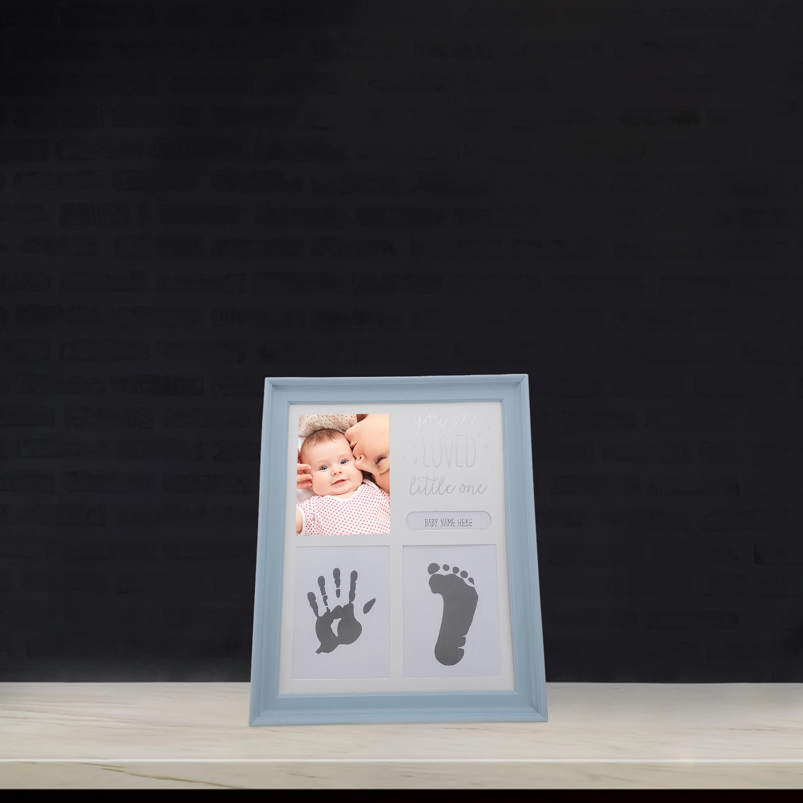

Photo Frame Hand Foot Inkpad Newborn Girl Gifts Baby Thick Cardboard Backboard with Footprint