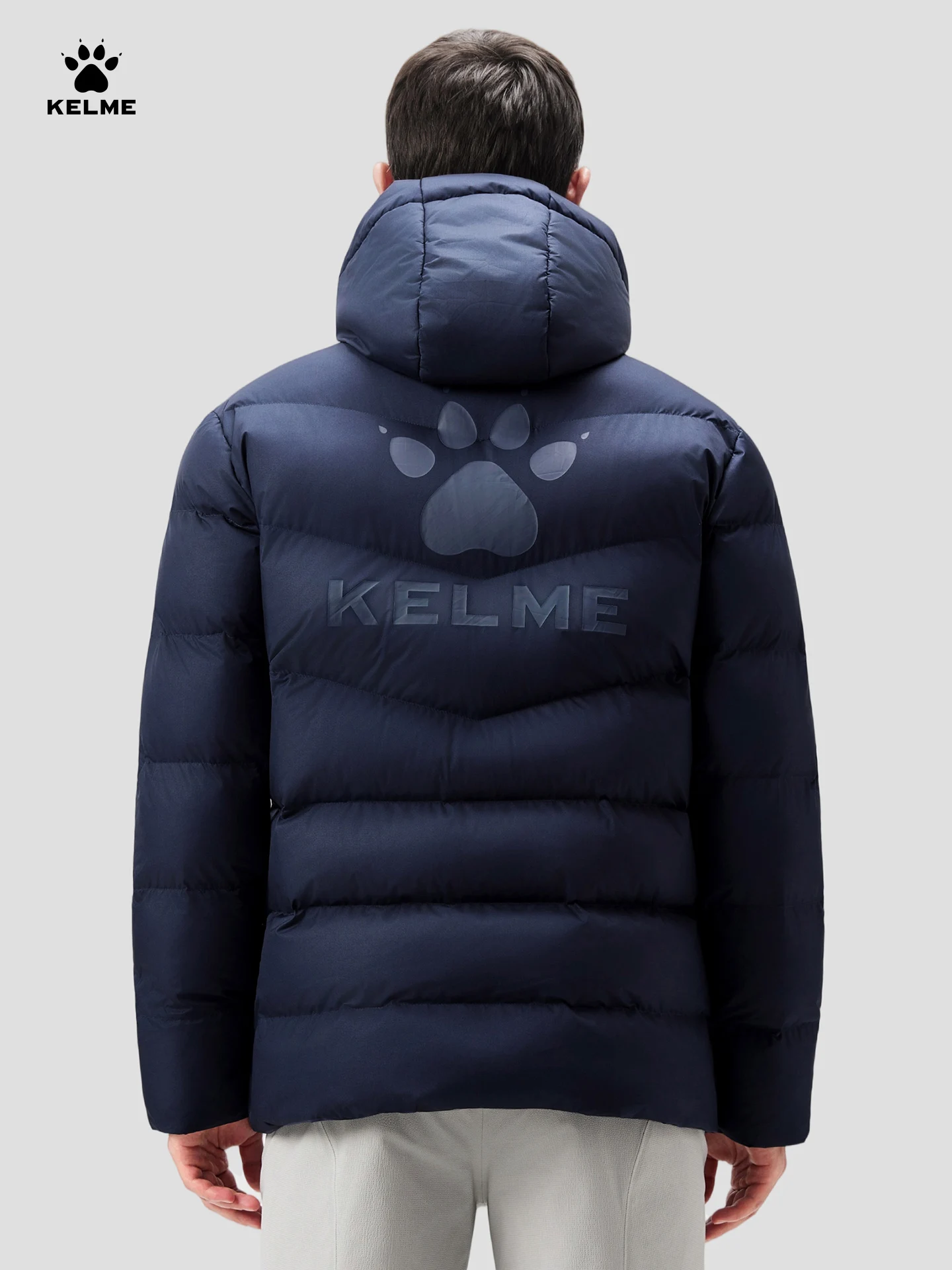 Kelme thermische jas met capuchon voor heren voor sport, voetbaltraining en buitenactiviteiten, winddichte fleece gevoerde jaseggioхое