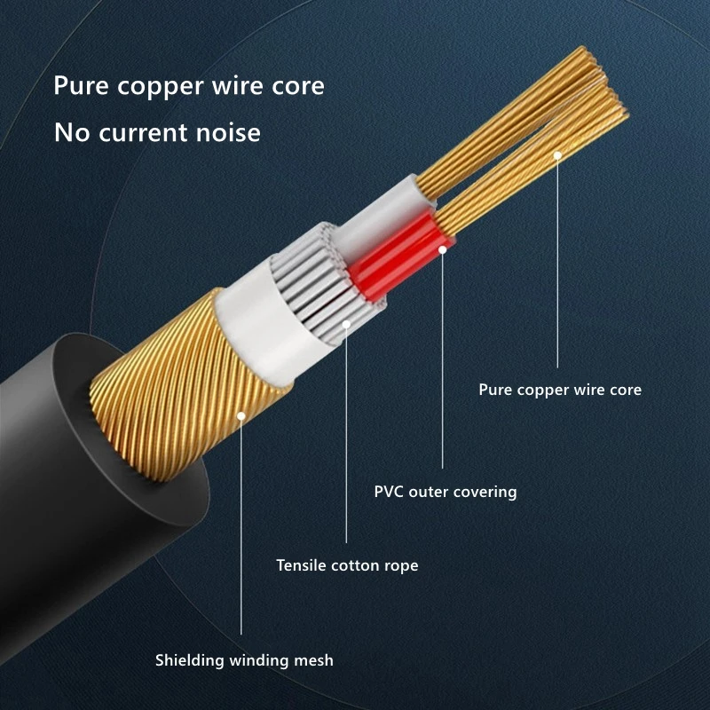 Double lotus head Audio Video Cable 2RCA to 2RCA TV Box Pure Copper Signal Aux Cable HIFI Amplifier Cable TV AV Connection Cable