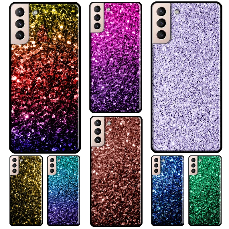 Aqua Blue Rainbow GLITTER SPARKLES Cover For Samsung Galaxy S20 FE S8 S9 S10 Plus Note 10 Note 20 S22 S21 Ultra Phone Case