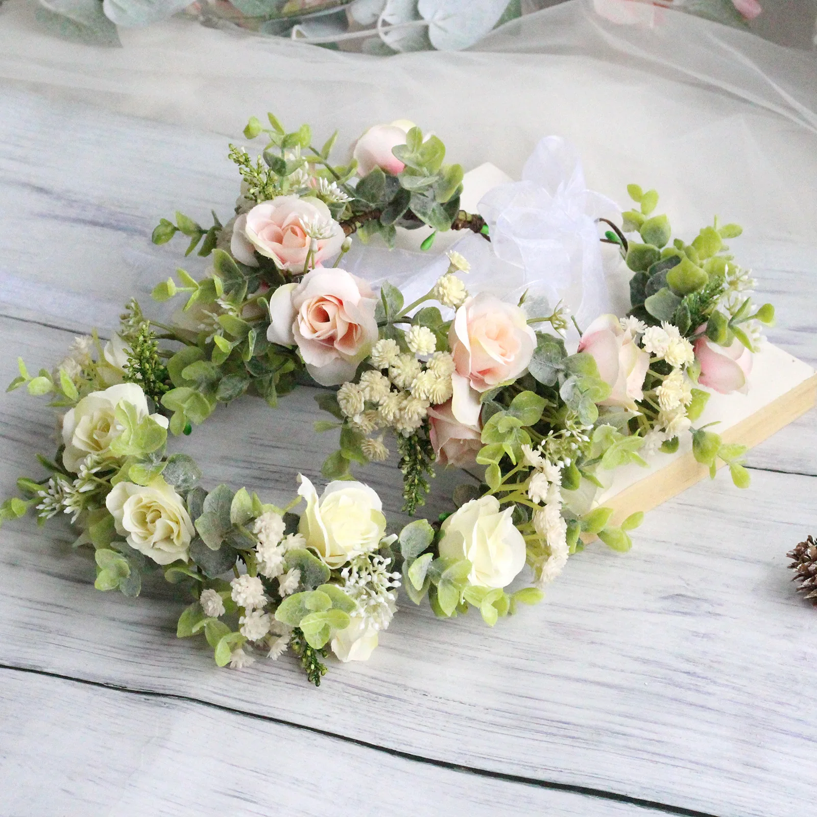 

Flower Leaf Decoration Flower Crown For Women Girls Spring Headband Tiara Bride Party Wedding Flower Wreath ​Bohemia Hair Access