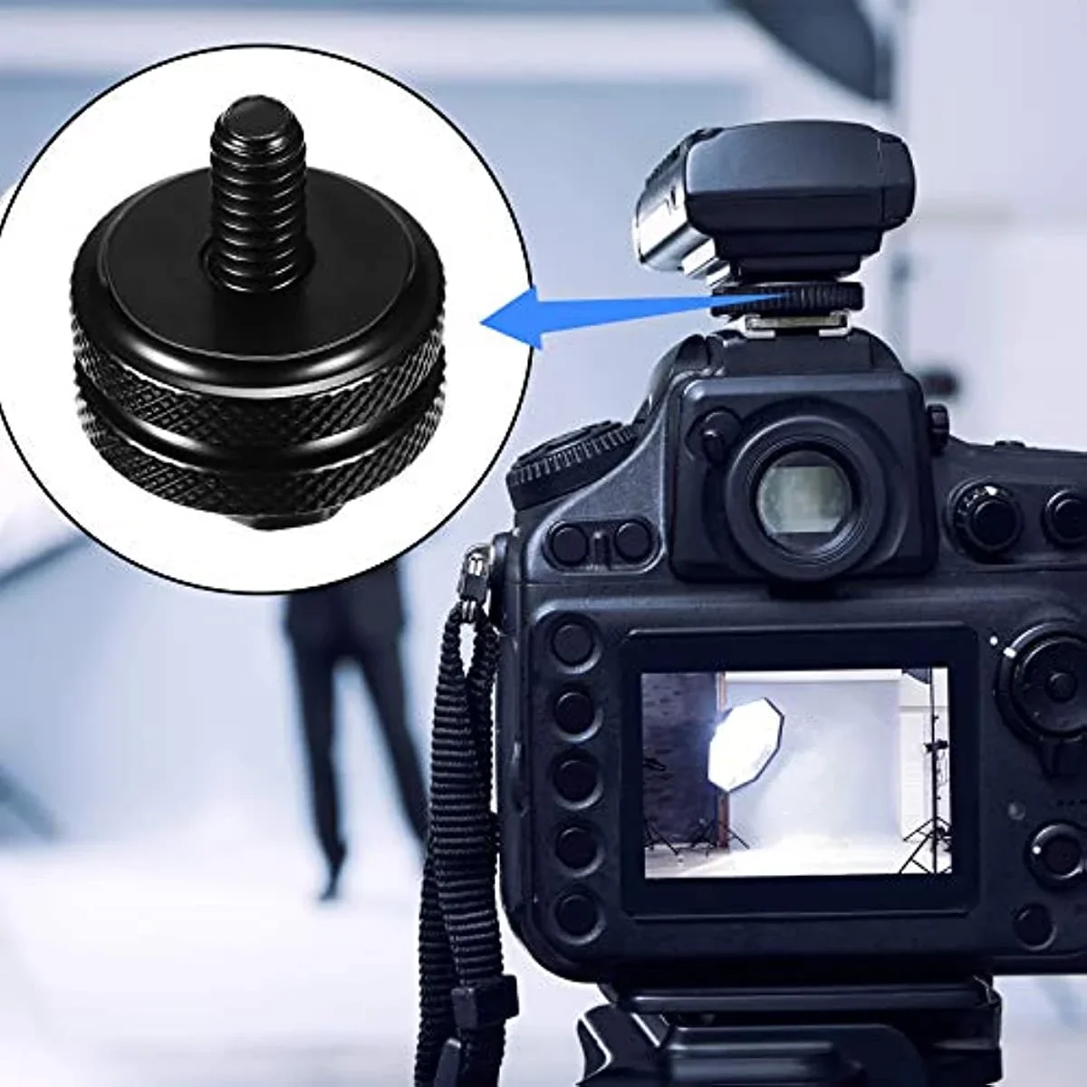 1/4 Inch Cold Shoe Mount Adapter and Hot Shoe Flash Stand Adapter Kit for DSLR Camera Rig, Camera Flash Shoe Mounts Tripod