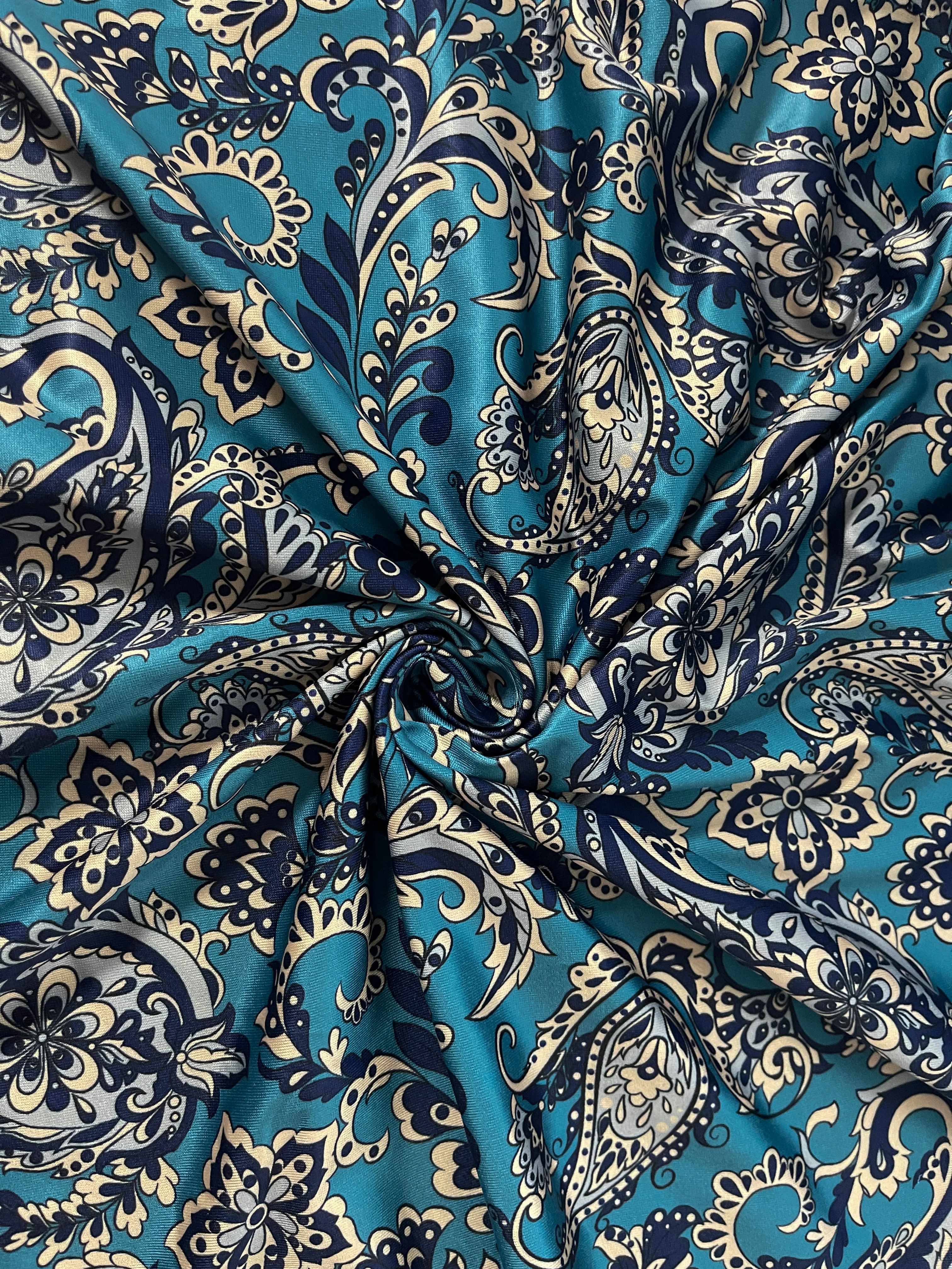 Plus Size Women’s Sleeveless Paisley Print Dress, Teal Blue Bohemian Style, Casual Summer & Daily Wear