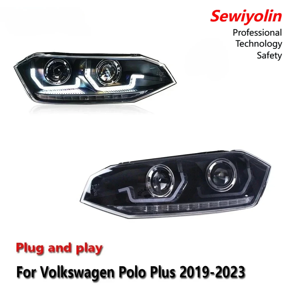 

Car LED Headlight Accessories Auto lightling For VW Polo Plus 2019-2023 DRL Brake Turn Signal Lamp Plug and Play