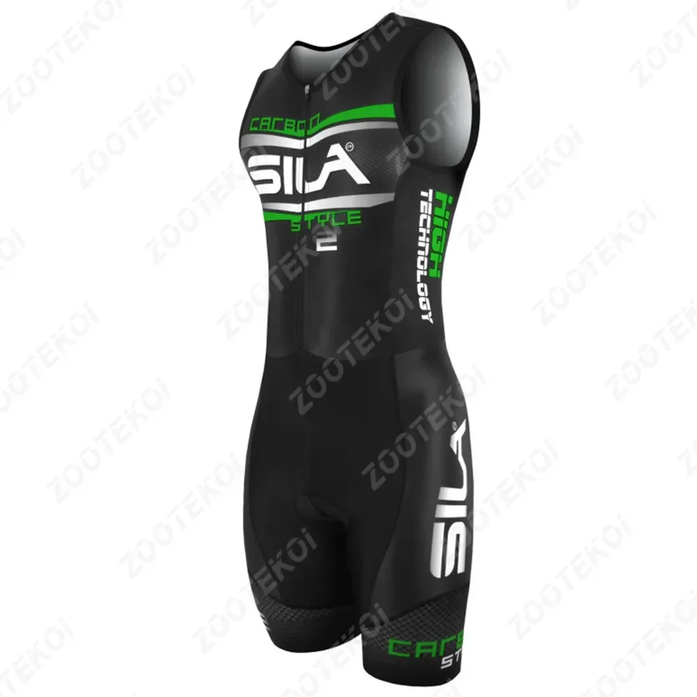 Traje de triatlón para hombre, Maillot de ciclismo sin mangas, pantalones de esponja con almohadilla, 2020