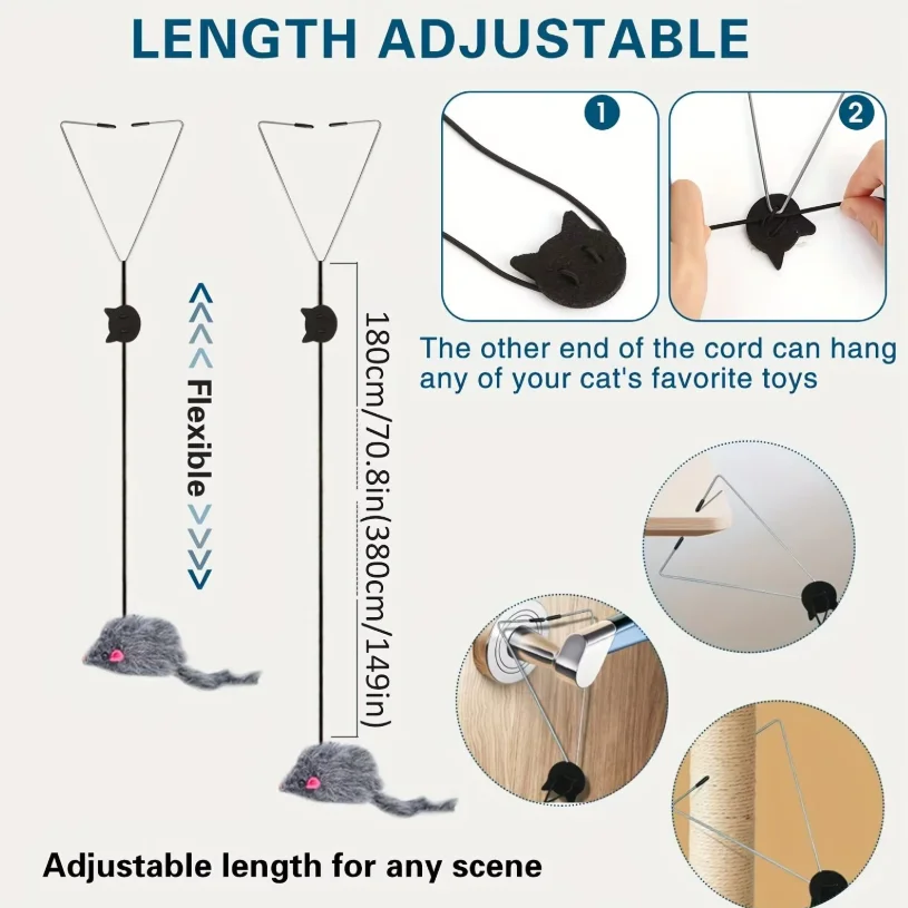 Simulation Mouse Cats Toy Funny Self-hey Hanging Door Retractable Cats Stick Scratch Rope Mouse Cat Interactive Toy Cat Supplies