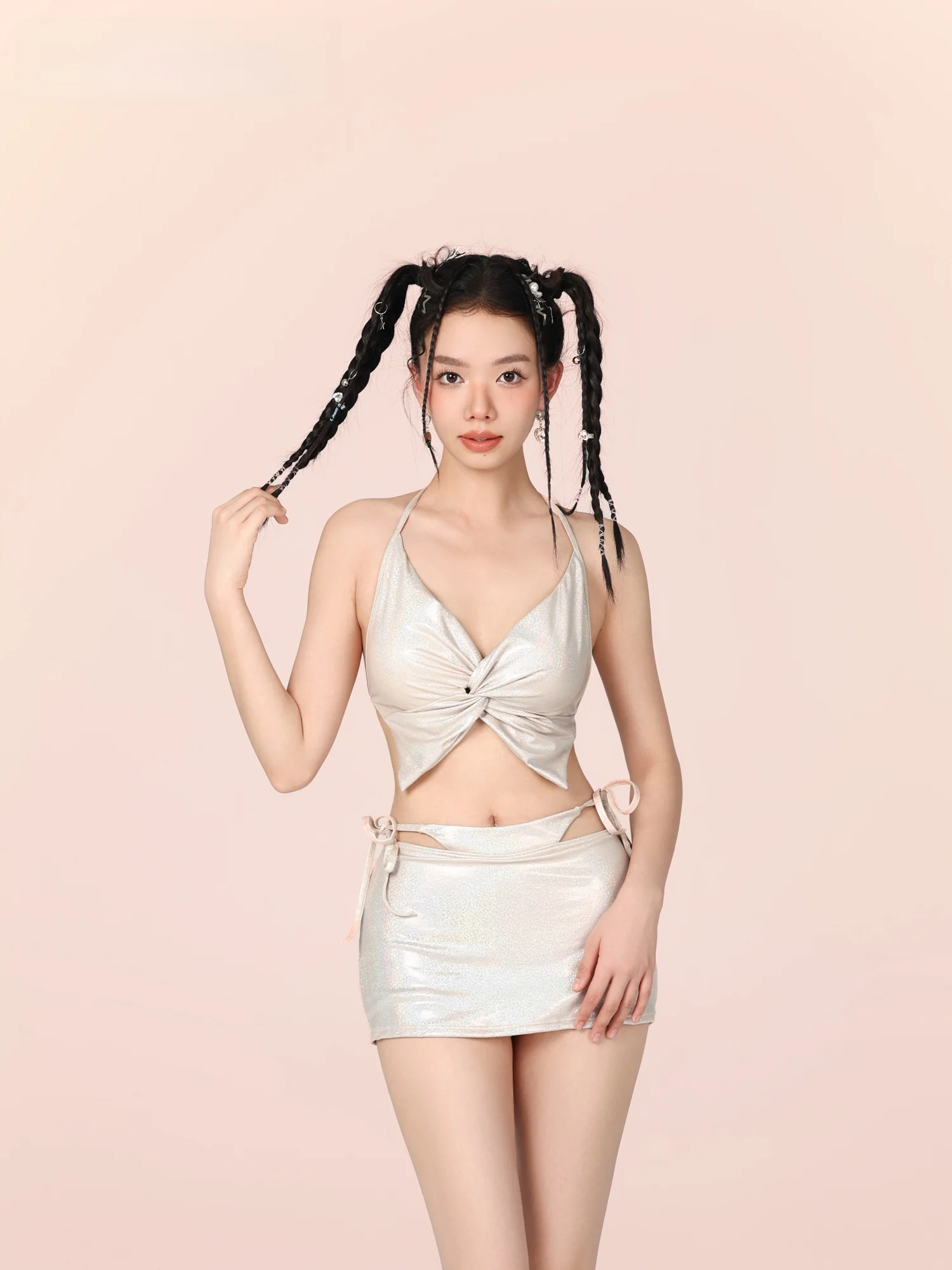 Sexy Low Cut Bikini Swimsuit Women's Hanging Neck Small Chest Gathered Hollow out Strap Brand Weswim Sports Fitness Fans Gear