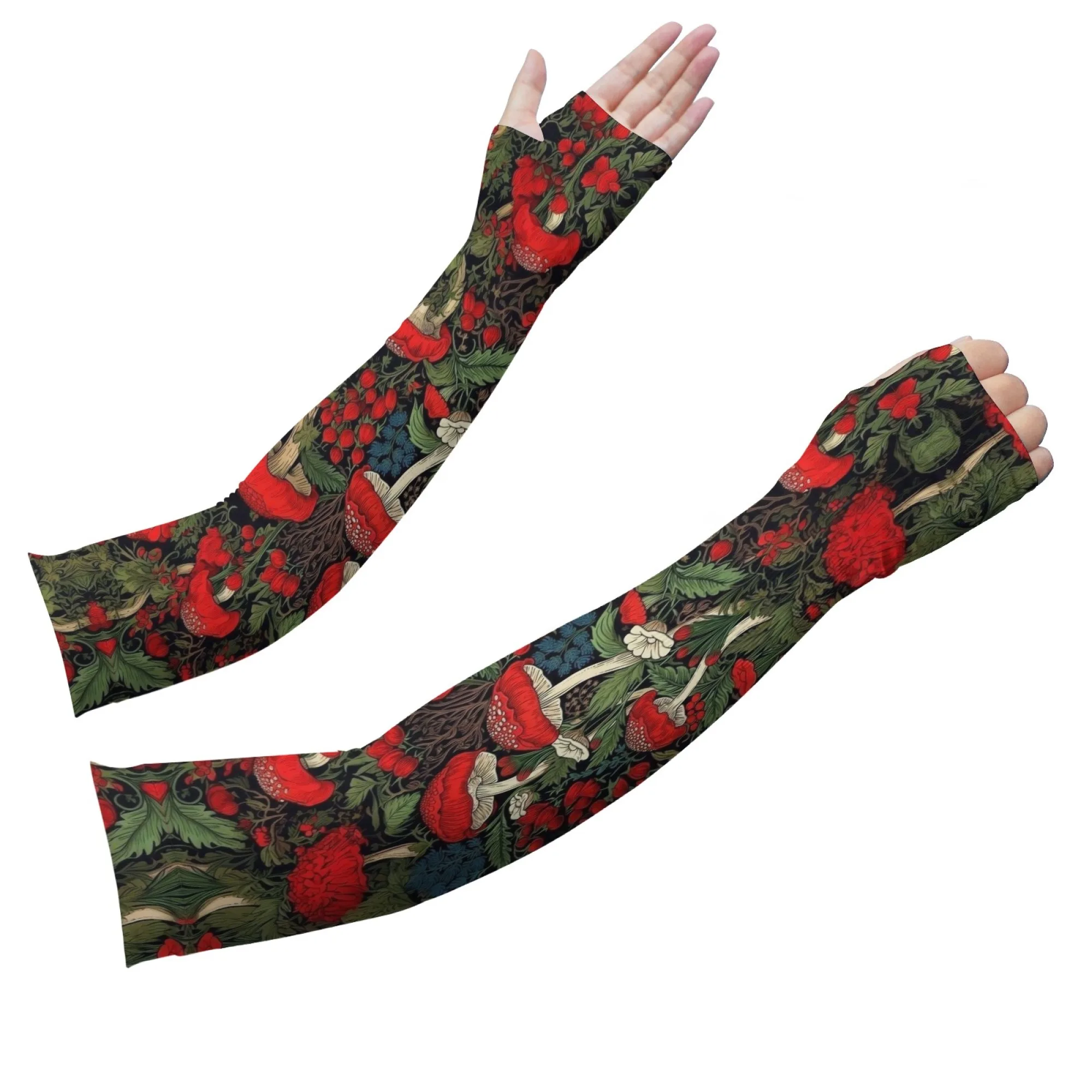 

Fun Forest Mushroom Print Unisex Sleeves Soft and Non-slip Sleeves for Summer Outdoor Sports Soccer Basketball Protective Gloves