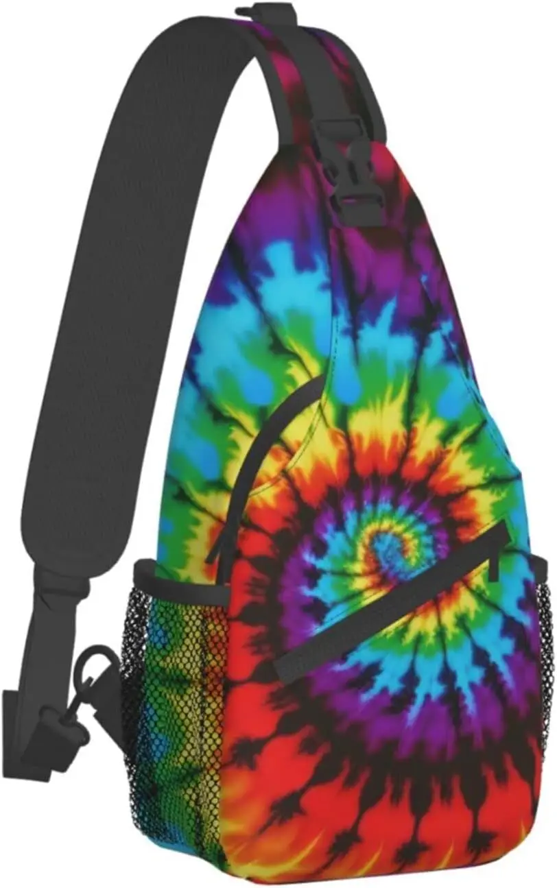 Tie-Dye Colorful Crossbody Sling Backpacks for Women & Men Chest Sling Backpack Casual for Travel Sport Hiking Climbing Running