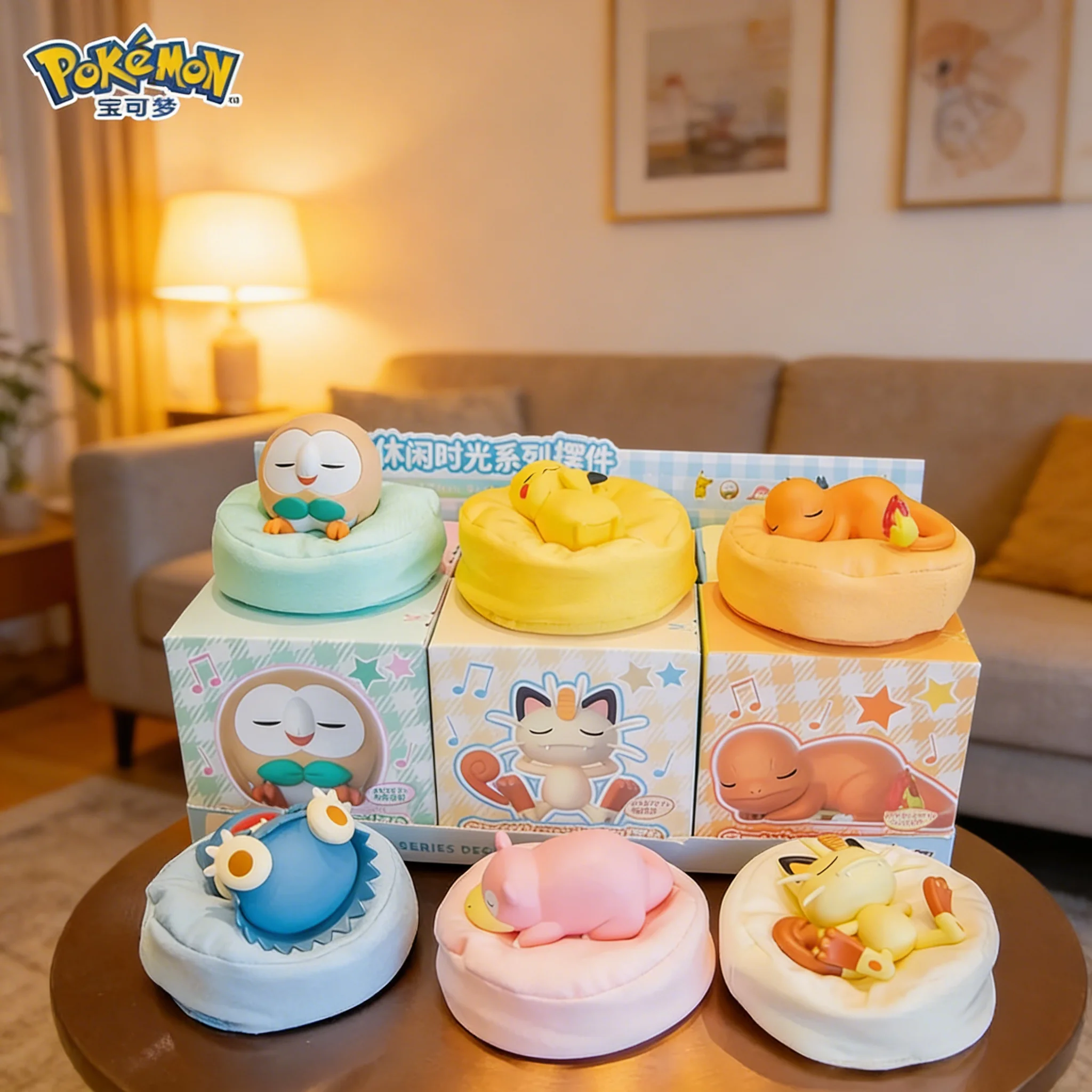 6-estilos-de-figuras-colecionaveis-do-pokemon-pikachu-munchlax-slowpoke-rowlet-meowth-e-charmander-com-embalagem