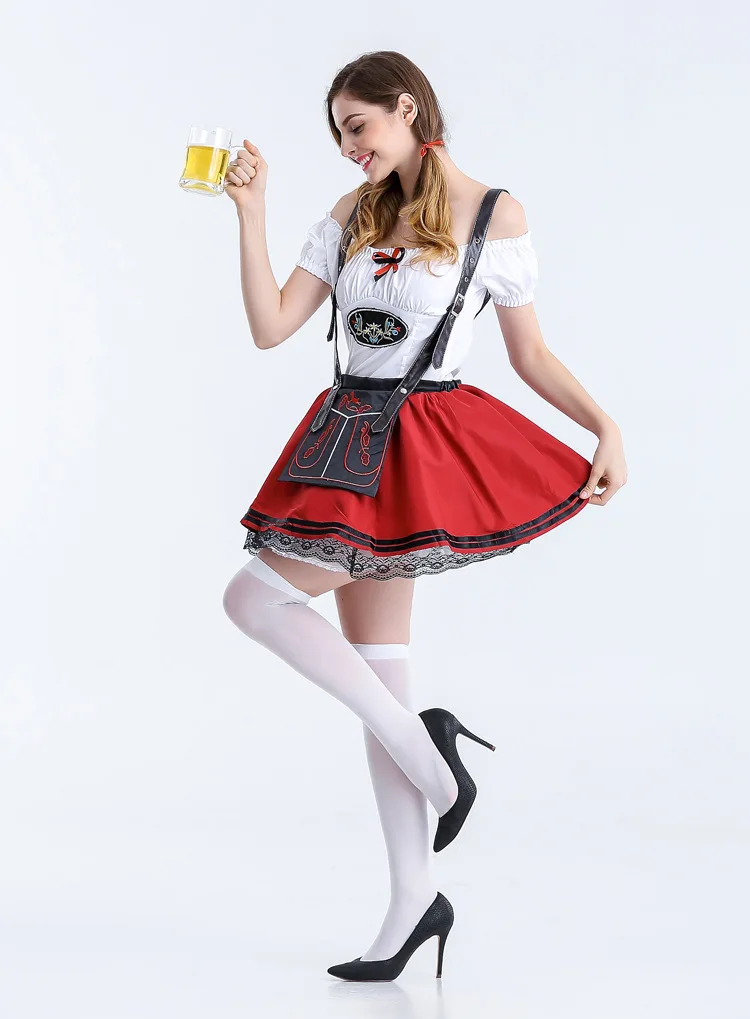 Fotografia 6: Halloween cos trajes alemão munique oktoberfest menina garçonete conjunto marrom split cerveja menina saia curta traje de cerveja promocional