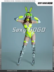 Fluorescent Sexy Rabbit Girl Technology Cyber Bar Dress Suit Performance Dress Ago Show Nightclub DS Fluorescent Costume