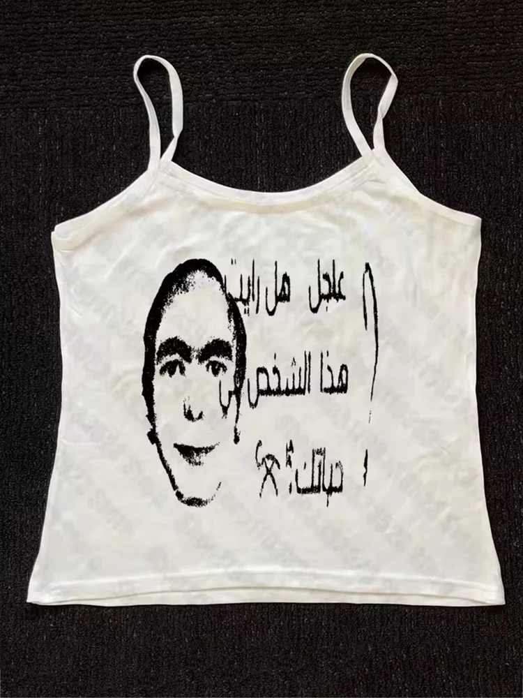 2000s Punk Gothic Printing Baby Tank Vintage Printing Women Slim Tank Tops Emo Girls Printing Sexy Women Clothing Summer Y2k