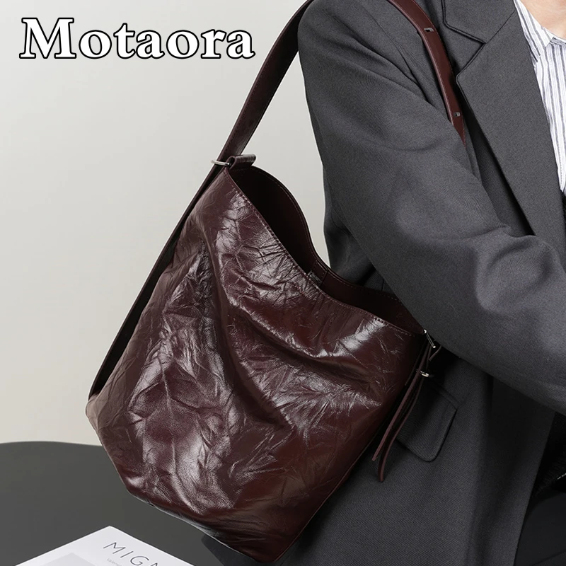 MOTAORA New Women\'s Shoulder Bags For Ladies Bucket Bag High Quality Leather Designer Luxury Women Trend 2024 Crossbody Bags