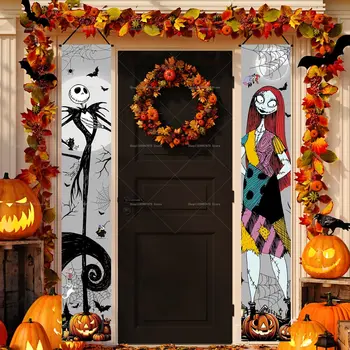 Jack Skellington Sally Banner Noční můra před Vánoci Halloween Dekorace Dvojverší Banner Vnitřní venkovní nástěnné párty potřeby 8 nejlepší prodej noční můra před Vánoci vánoční dekorace - №2