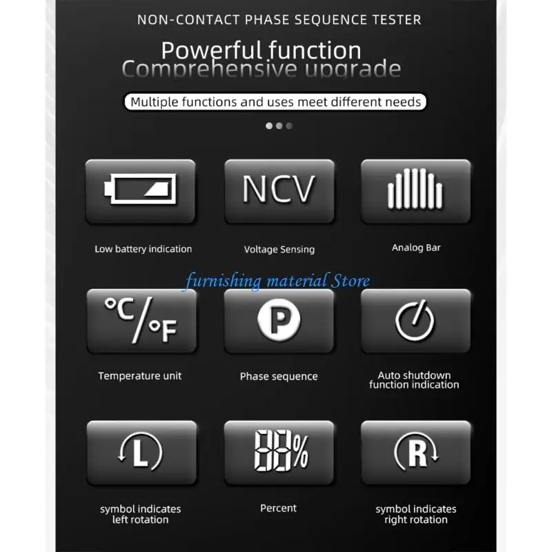 Y5GD Intelligent None Contact Phase Rotation Detector with Clear LCD Display & USB Rechargeable for Electrical Safety Testing