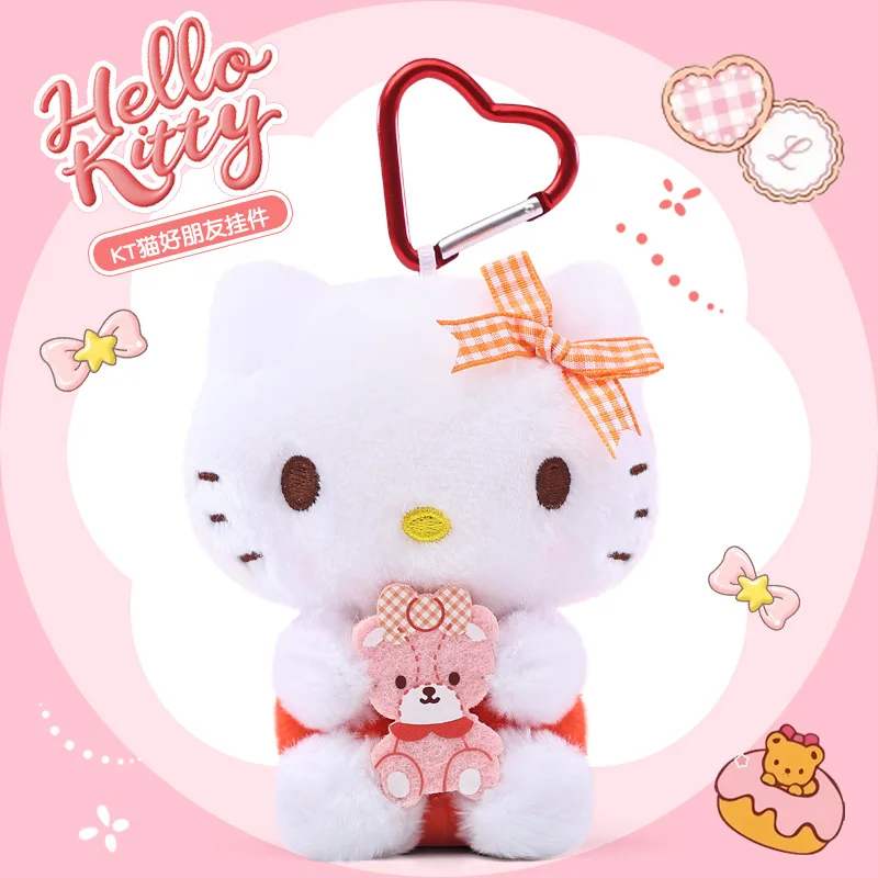 Genuine Sanrio Hello Kitty Kuromi Melody Pachacoo Cinnamoroll Stuffed Toy Pendant Cute Plush Toys Keyring Keychain Birthday Gift