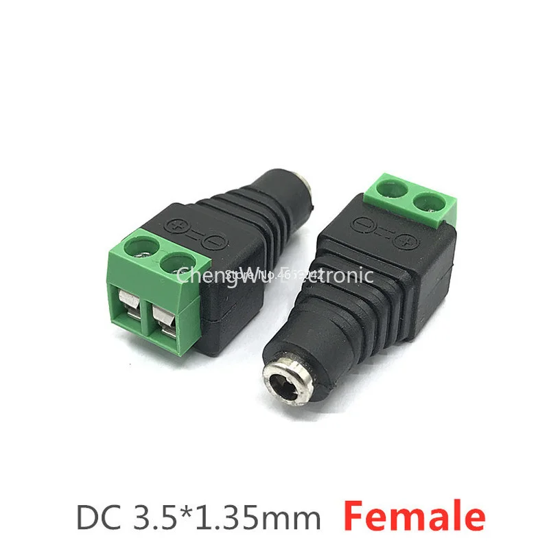 2Pcs DC Connector 3.5mm X 1.35mm Jack Socket Male and Female LED Adapter for CCTV Power Convert LED Strip Light Connection