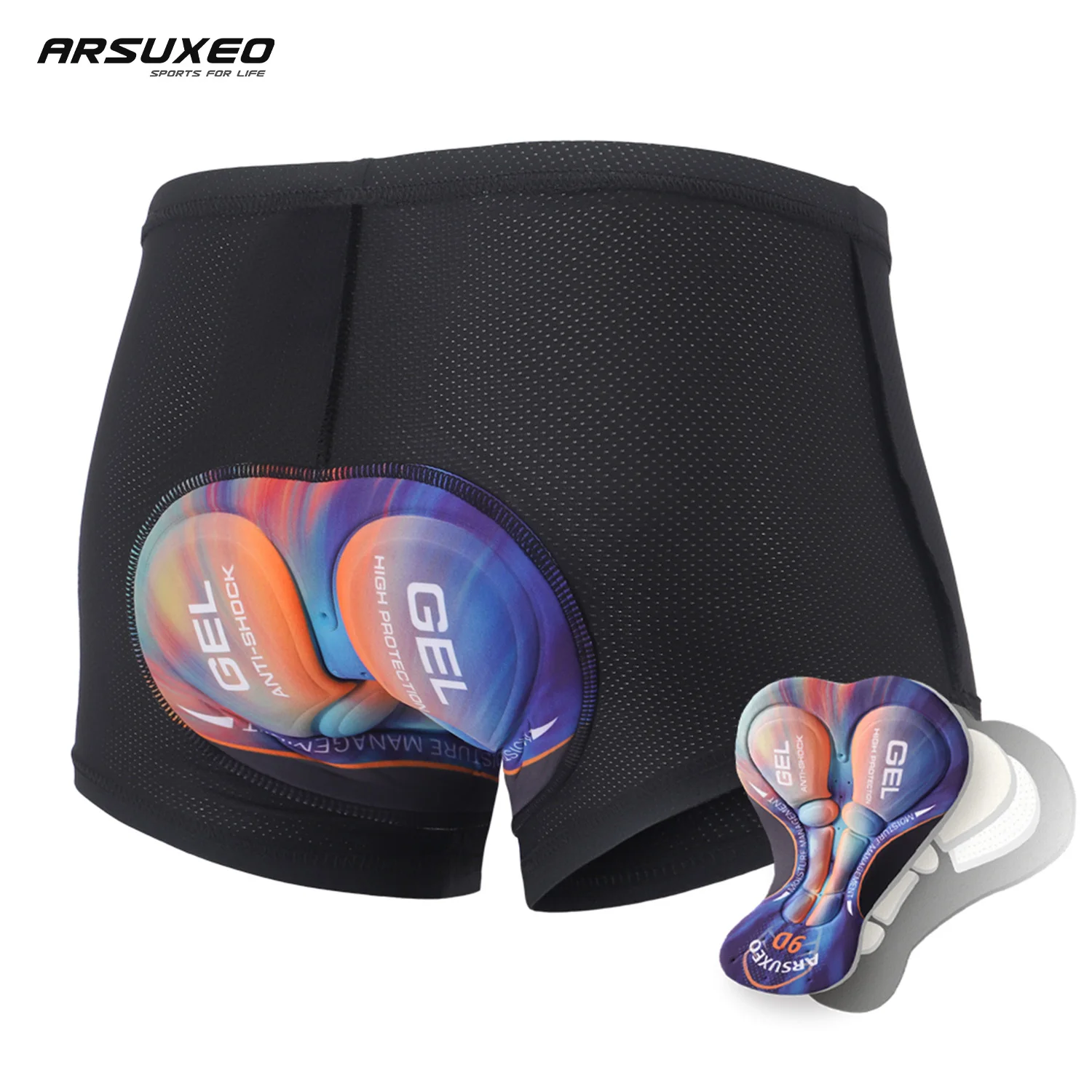 

ARSUXEO Men's Cycling Underwear Cycling Shorts Bicycle Breathable Gel Padded Shockproof Underpants Road Mountain Bike Short 001F