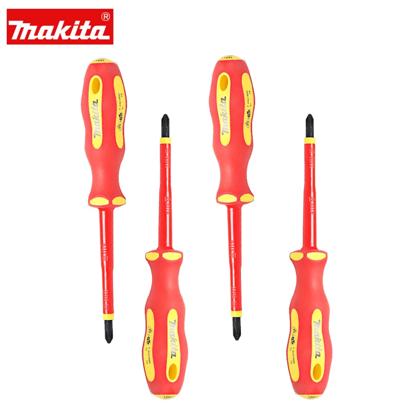 Makita Insulated Phillips Slotted Screwdriver 1000V Electrician Screwdrivers with Magnetic Screw Driver Hand Tool Repair Tool