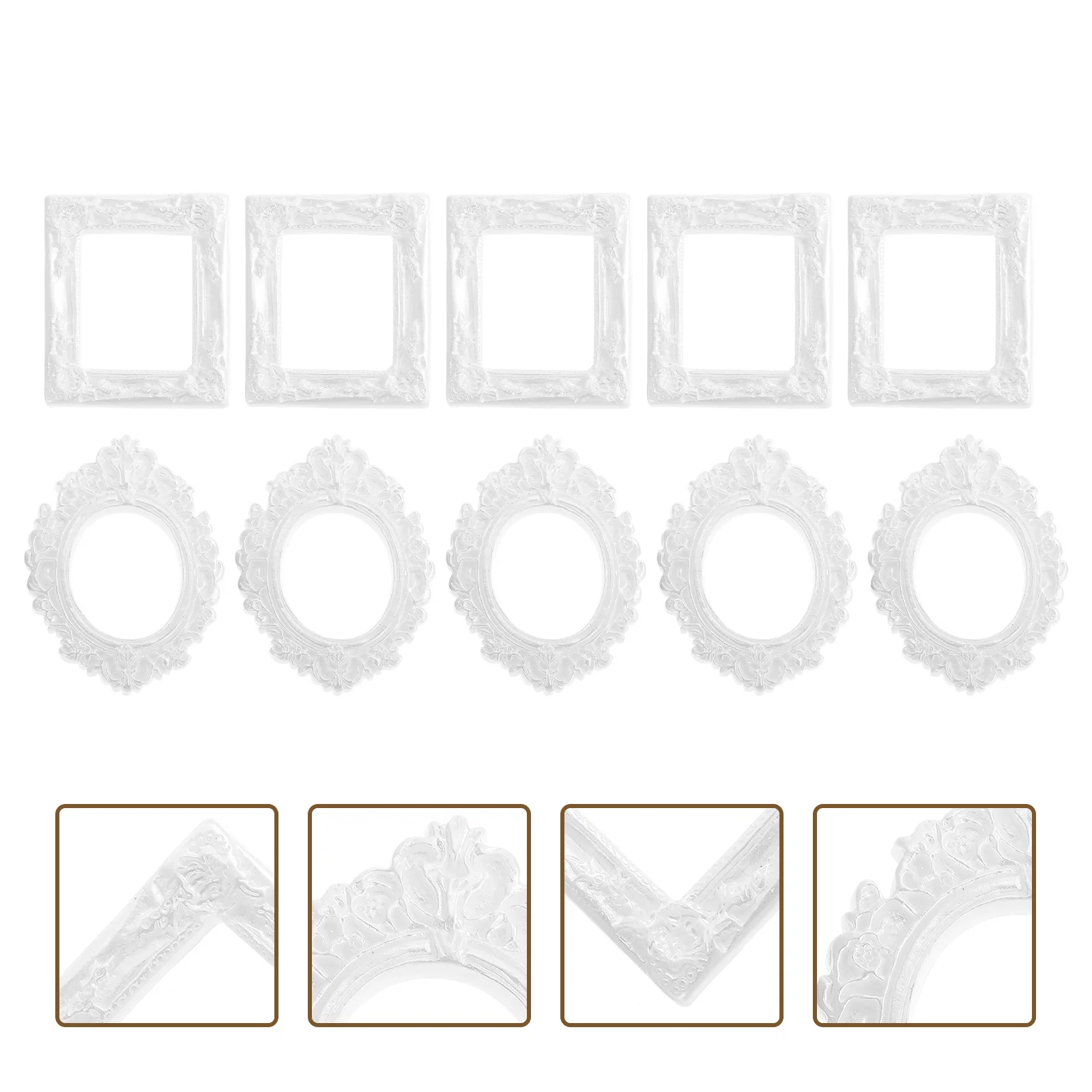 10 Pcs DIY Photo Frame Lightweight Frames Decorative Picture Home Decoration Digital Handmade Resin Jewelry Display Retro Small