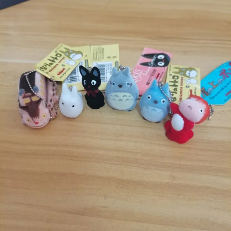 Original Genuine Cute Kawaii Anime Figure Flocking Black Cat Bus Kitty Blue Cat Bag Keychain Toys Bag Pendant Creative Gift