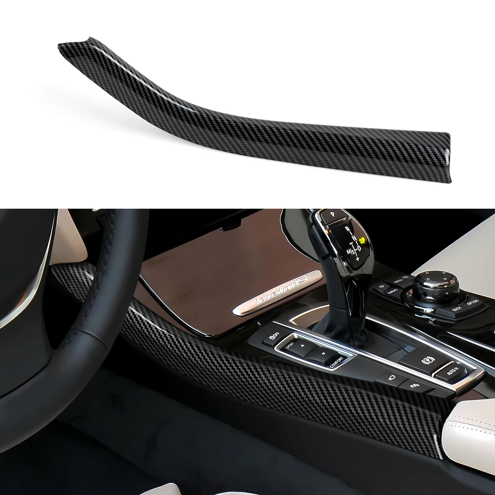 For BMW 5 series F10 F11 (2010-2016) Trim Accessories. Car Center Console Dashboard Gear Shift Panel. Carbon Fiber ABS Sticker. view 2