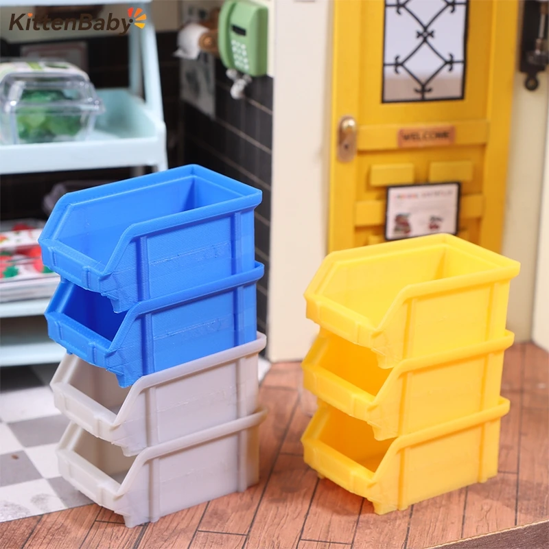 1Pc 1/12 Dollhouse Mini Stackable Storage Basket Dollhouse Furniture Accessories Dolls House Living Room Decoration