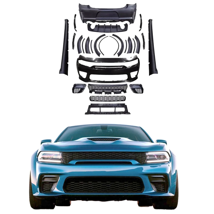 

newestHot Selling SRT Hellcat Widebody Front Rear Bumper Wide Fender Flares Car Body Kit for Charger 2015-2022