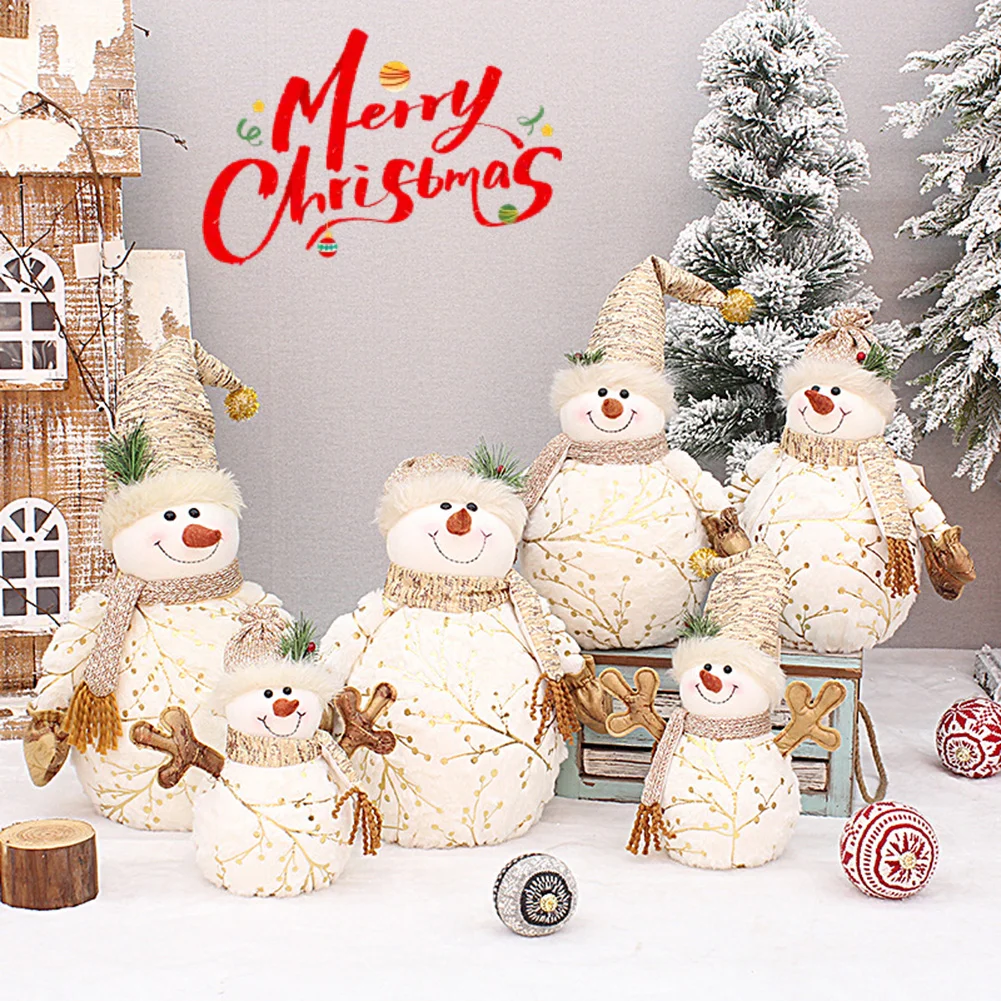 Poupées de noël grande taille 26-60CM, 1 pièce, décoration courte en peluche imprimée, bonhomme de neige du père noël, ornements d'arbre de noël pour la maison Ho