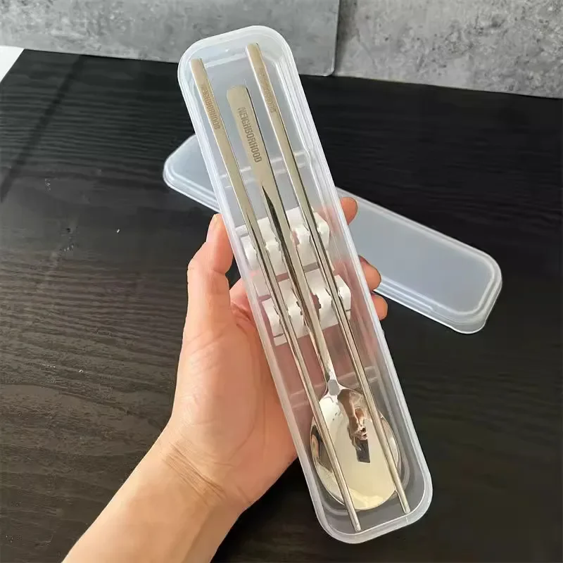 

nbhd stainless steel 304 chopsticks spoon food grade student version portable Chinese cutlery box chopsticks and spoon set