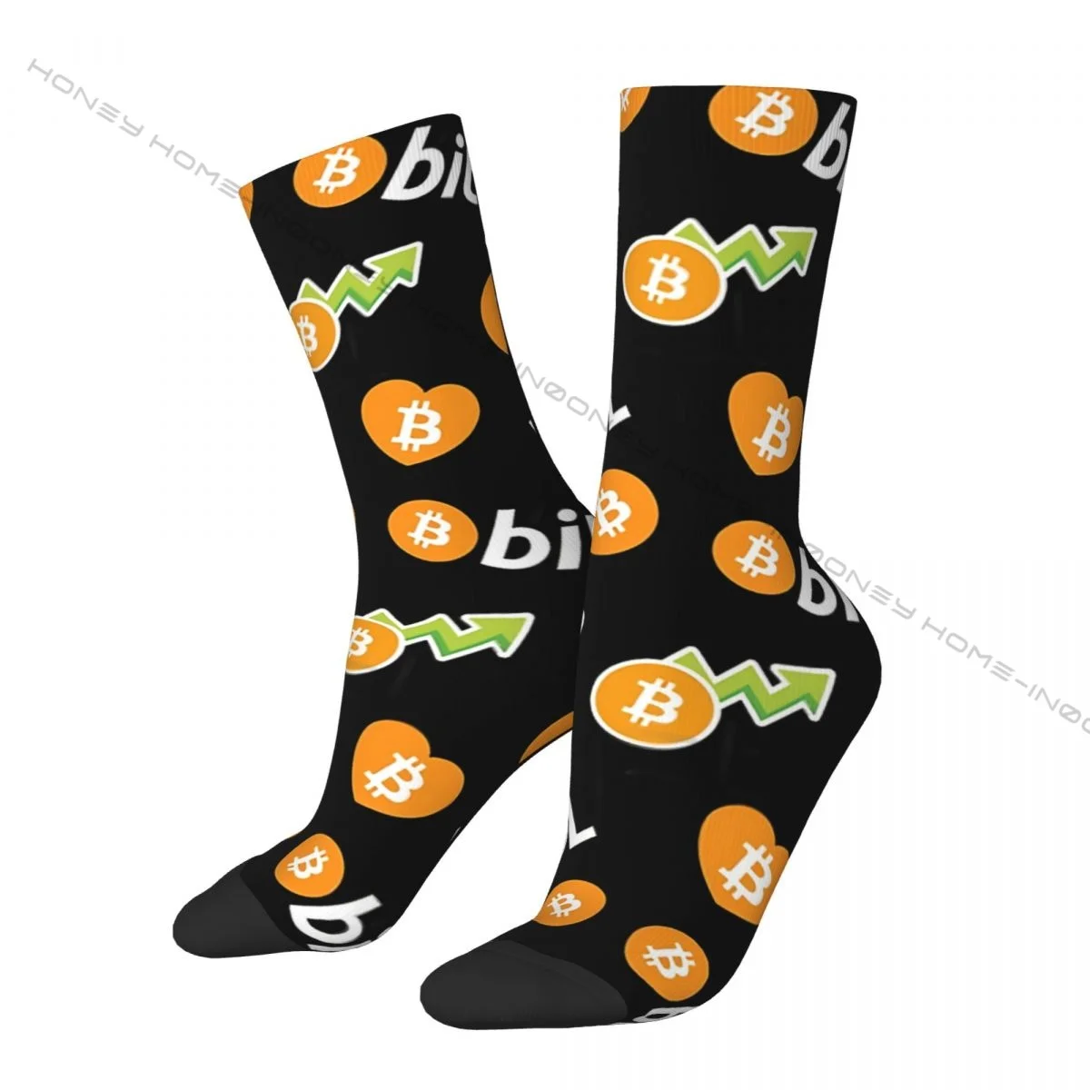 Retro Hodl Bitcoin Sticker Pack Crazy Men's Socks Crypto Icon Unisex Harajuku Seamless Printed Funny Happy Crew Sock Boys