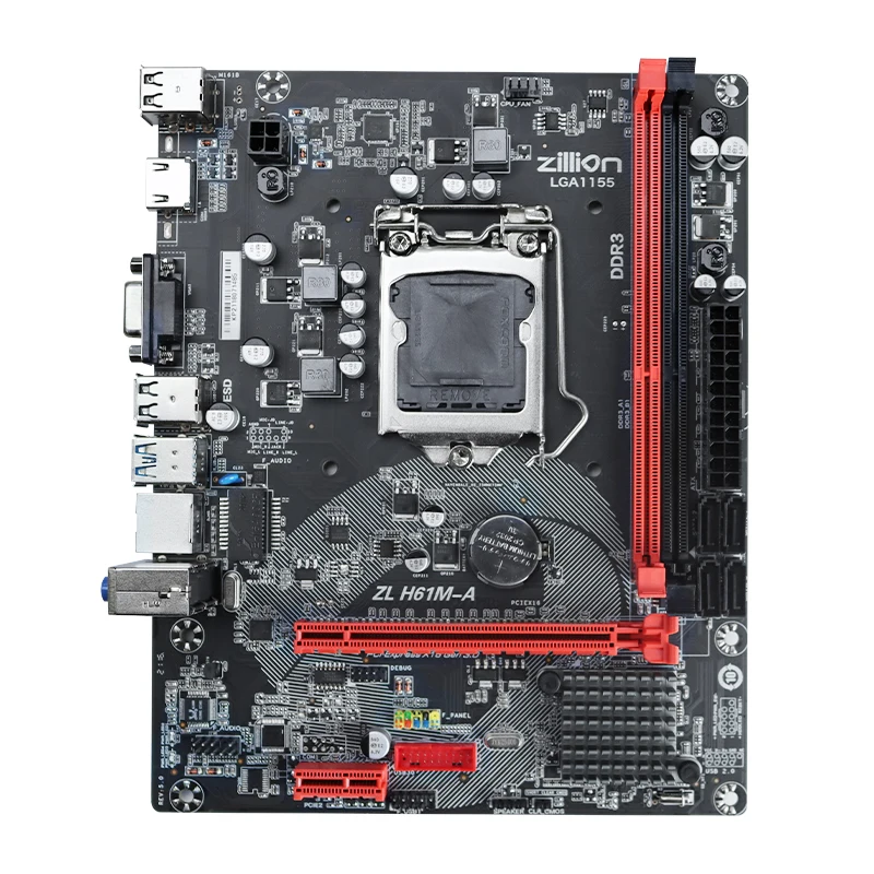 ZILLION H61 ATX Motherboard LGA 1155 Dual DDR3 Supports Intel core i3/i5/i7 CPU  Gen 2, 3 SATA2.0  PC Plate H61M Brand New