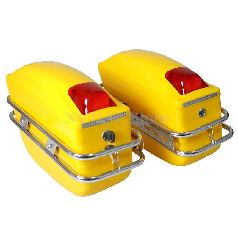 Untuk Honda Suzuki Tas Sadel Universal Sepeda Motor Tangki Bagasi Casing Keras Tas Peralatan Ekor Tahan Air Sepeda Motor dengan Lampu