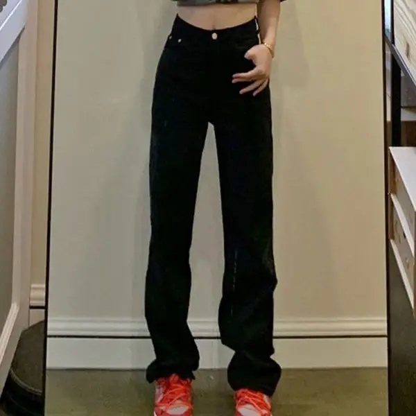 

Black High-Waisted Wide-Leg Straight-Leg Slim Fit Petite Jeans For Women Spring Autumn 2025 New Style Loose Fit Trendy