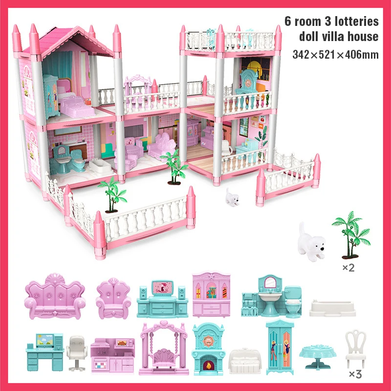 DIY Doll House Assembly Villa Castle Model Furniture Accessories Home Decoration Girl Role Play Educational Toy Birthday Gifts