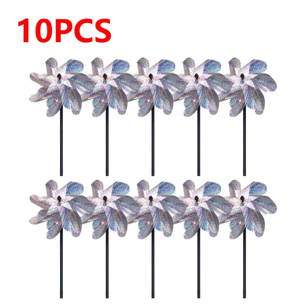 APWIKOGER 1-10PCS DIY Silber Laser Vogel Repellent Für Bauernhof Outdoor Vogel Repeller Rasen Dekor Vogel Repeller Windmühle garten Rotierenden Windmil 9