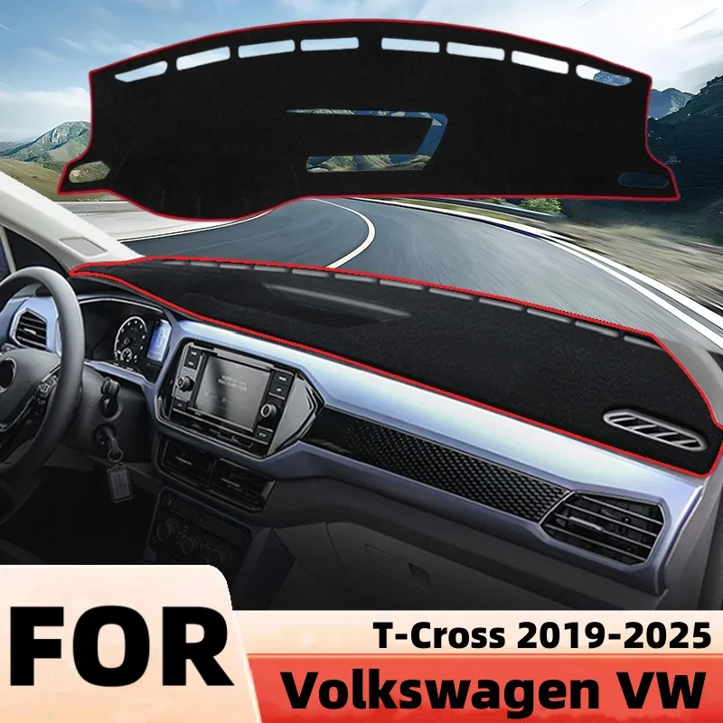 For Volkswagen VW T-Cross TCross 2019-2025 Car Center Console Trim Mat Dashboard Sunshade Anti-UV Carpet Protect Pad Accessories