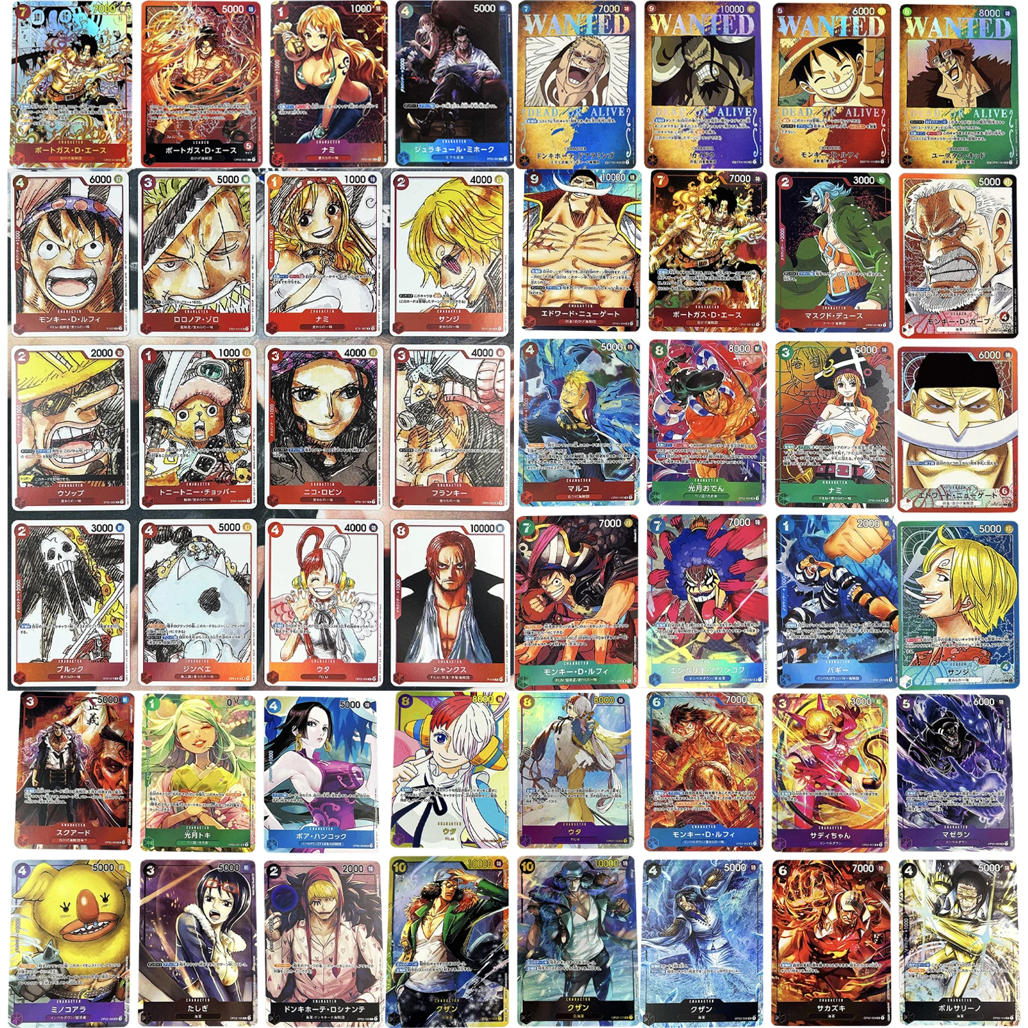 

54Pcs Anime One Piece Flash Cards OPCG Replacement Card Luffy Uta Zoro Shanks Yamato Diy Gift Toys Game Anime Collection Cards