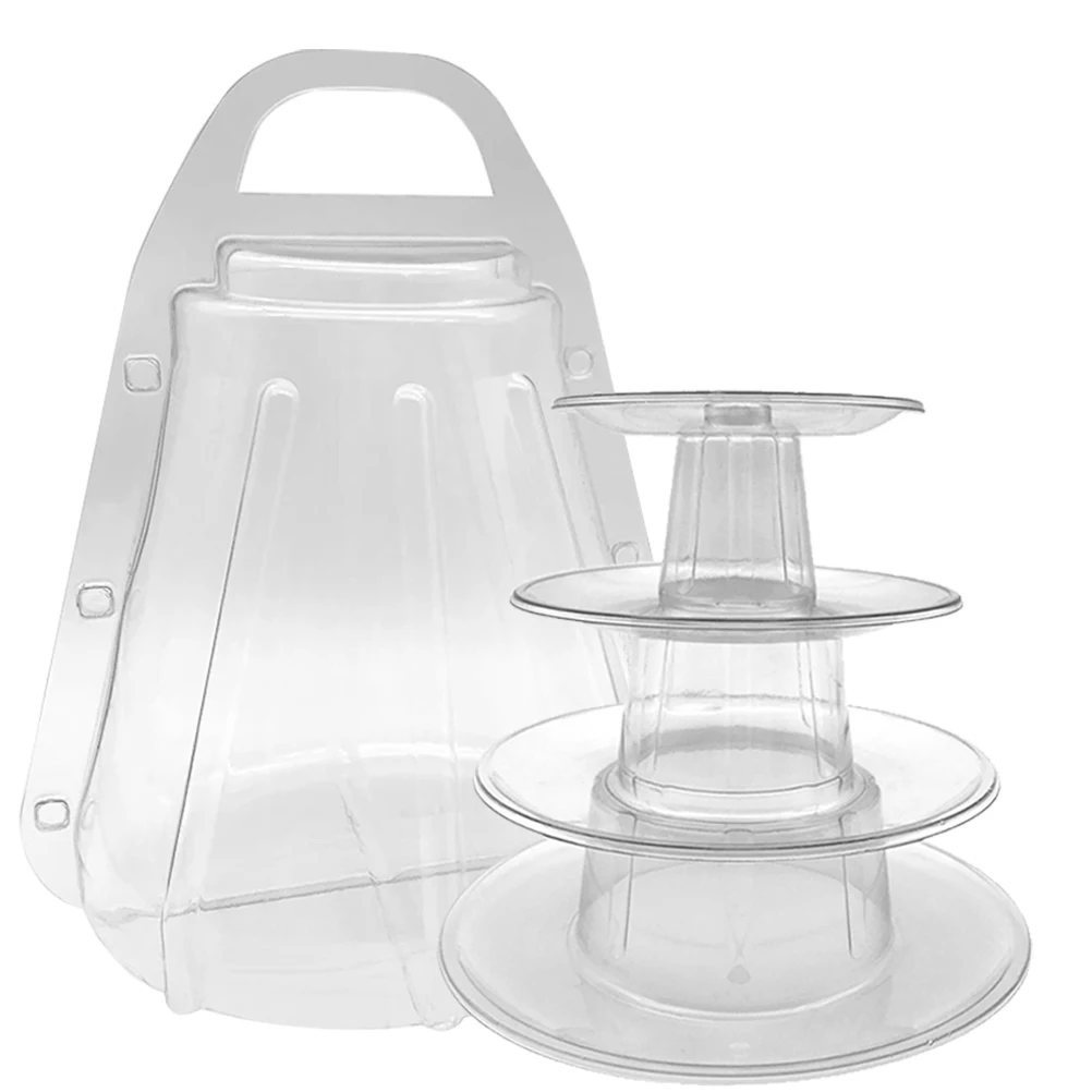 1 Satz Makronenbox aus Kunststoff, transparent, für Desserts, Verpackung, Behälter, Griff, Kuchen, Kekse, Aufbewahrung, staubdicht, fliegengeschützt, leicht zu tragen